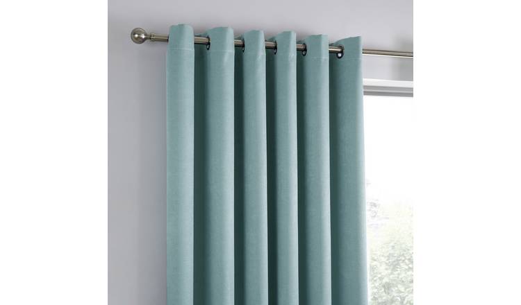 Fusion Strata Dim Out Woven Eyelet Curtains - Duck Egg