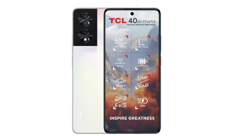 SIM Free TCL 40 NXTPAPER 256GB Mobile Phone - Opalescent