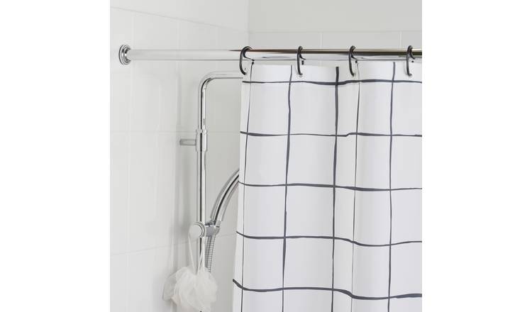 Argos Home 105x194cm Shower Rail And Ring Set - Chrome