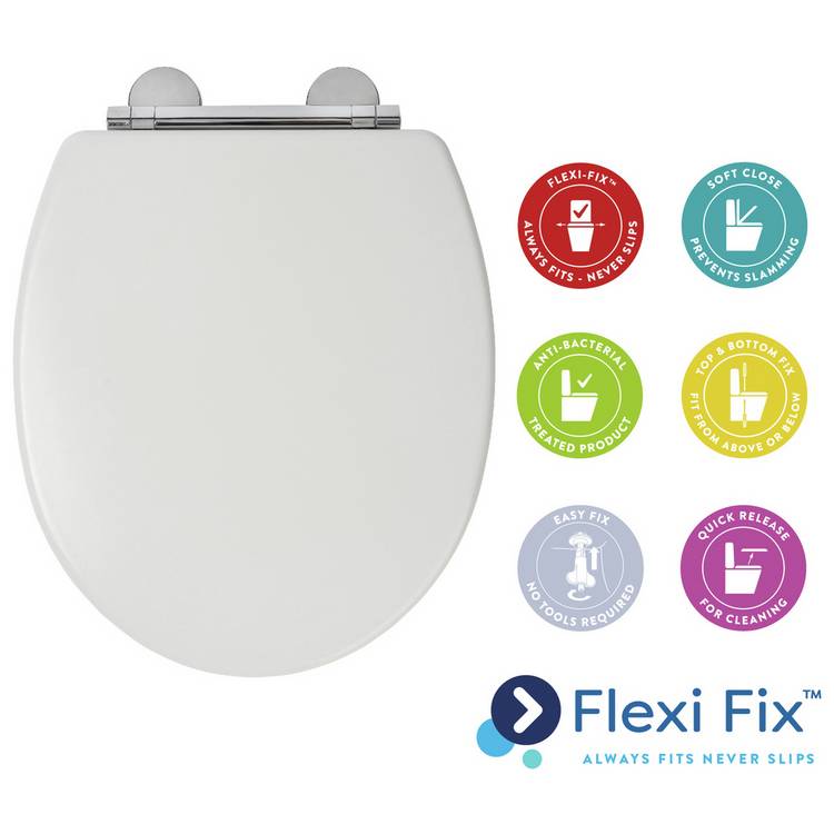 Croydex Lugano Moulded Wood Toilet Seat - White 0