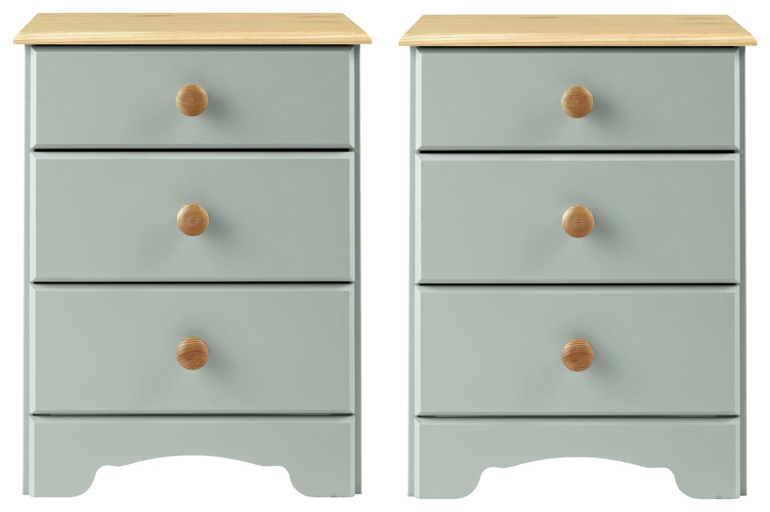Argos Home Nordic 3 Drawer Bedside Table - Grey & Pine