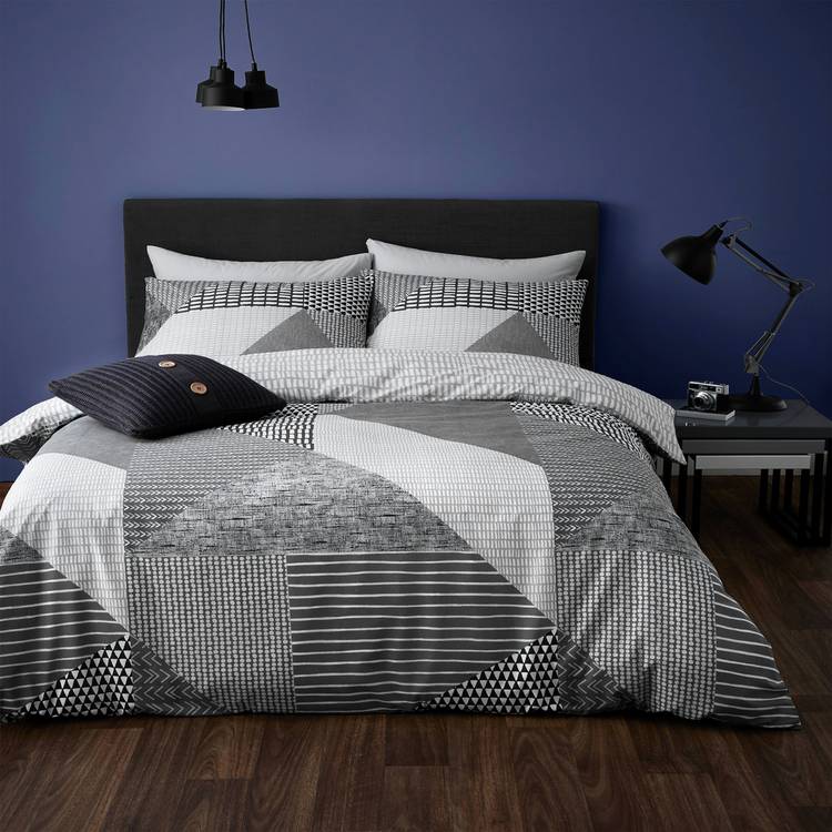 Catherine Lansfield Geo Grey & White Bedding Set - Single 0