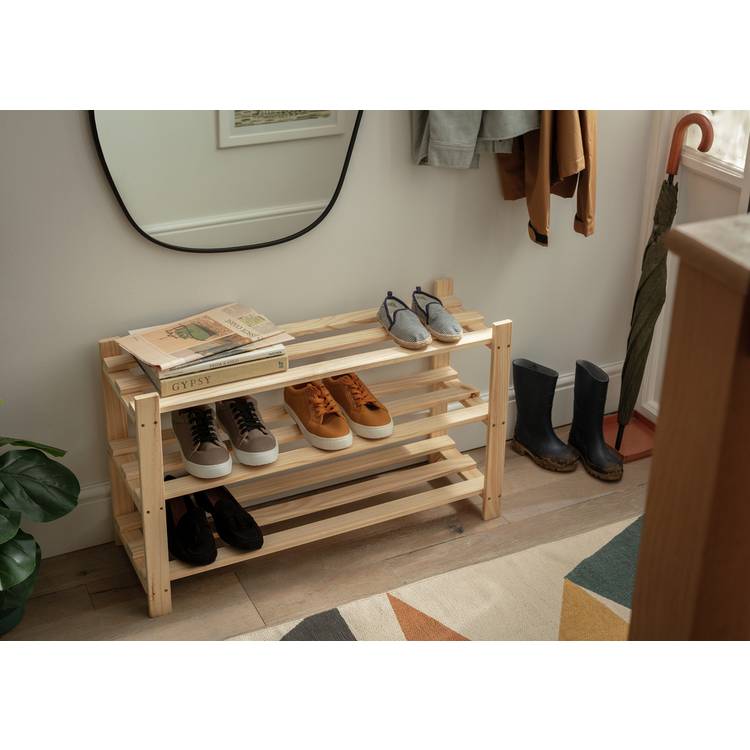 Argos Home Karee 3 Shelf Shoe Storage Rack - Pine 0