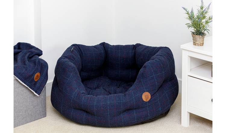 Petface Midnight Blue Tweed Oval Dog Bed - Medium