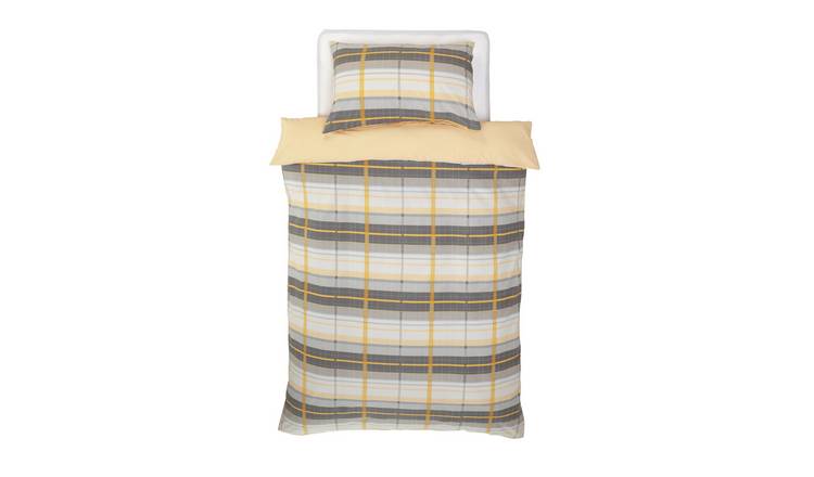 Buy Argos Home Mustard And Grey Check Bedding Set Single