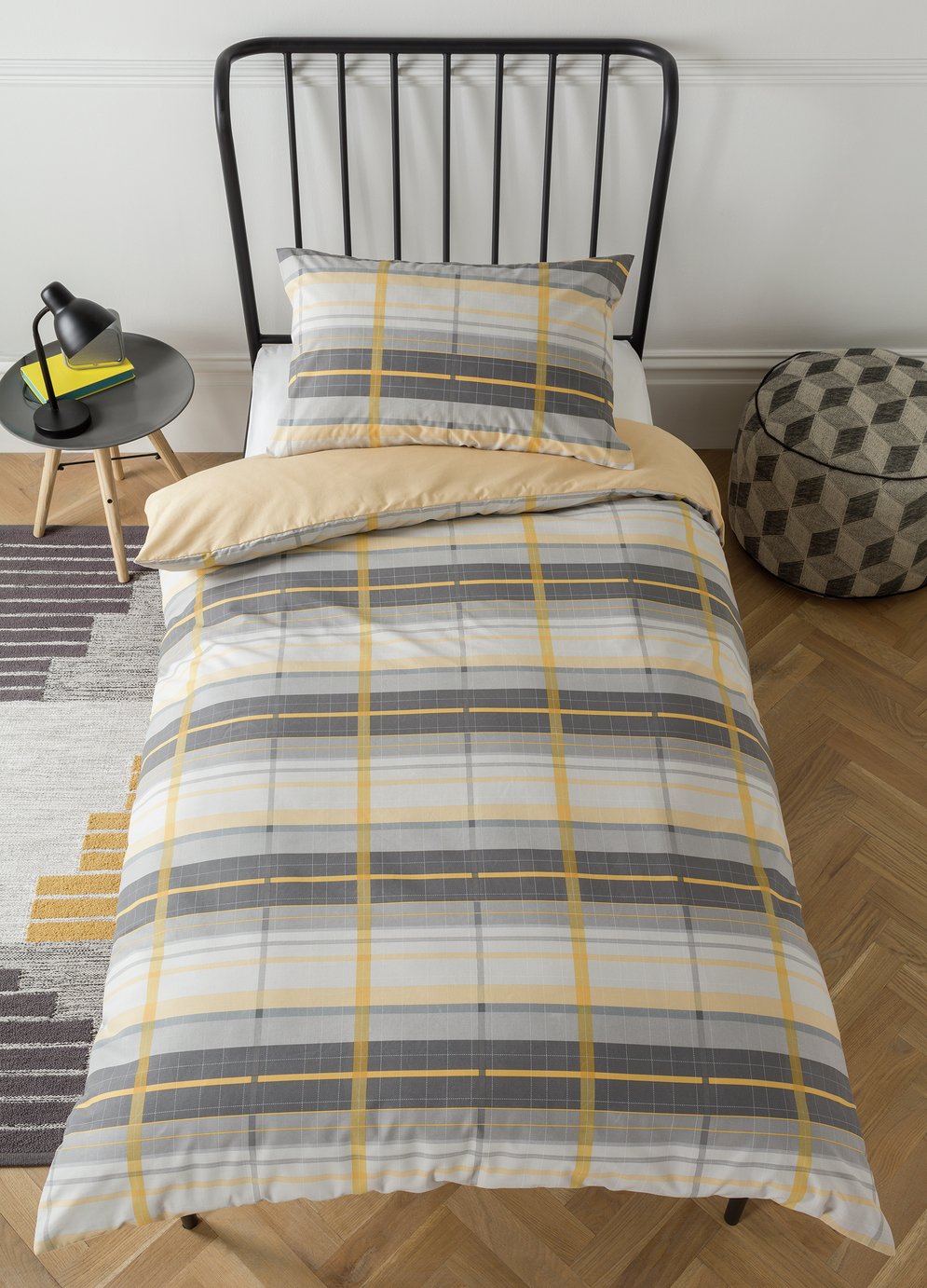 Argos Home Mustard and Grey Check Bedding Set Review