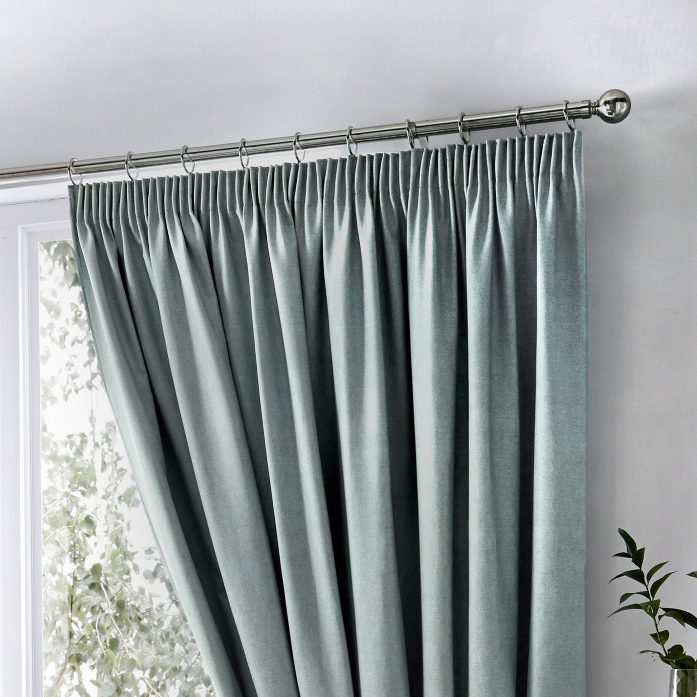 Fusion Dijon Blackout Thermal Lined Curtains - Duck Egg