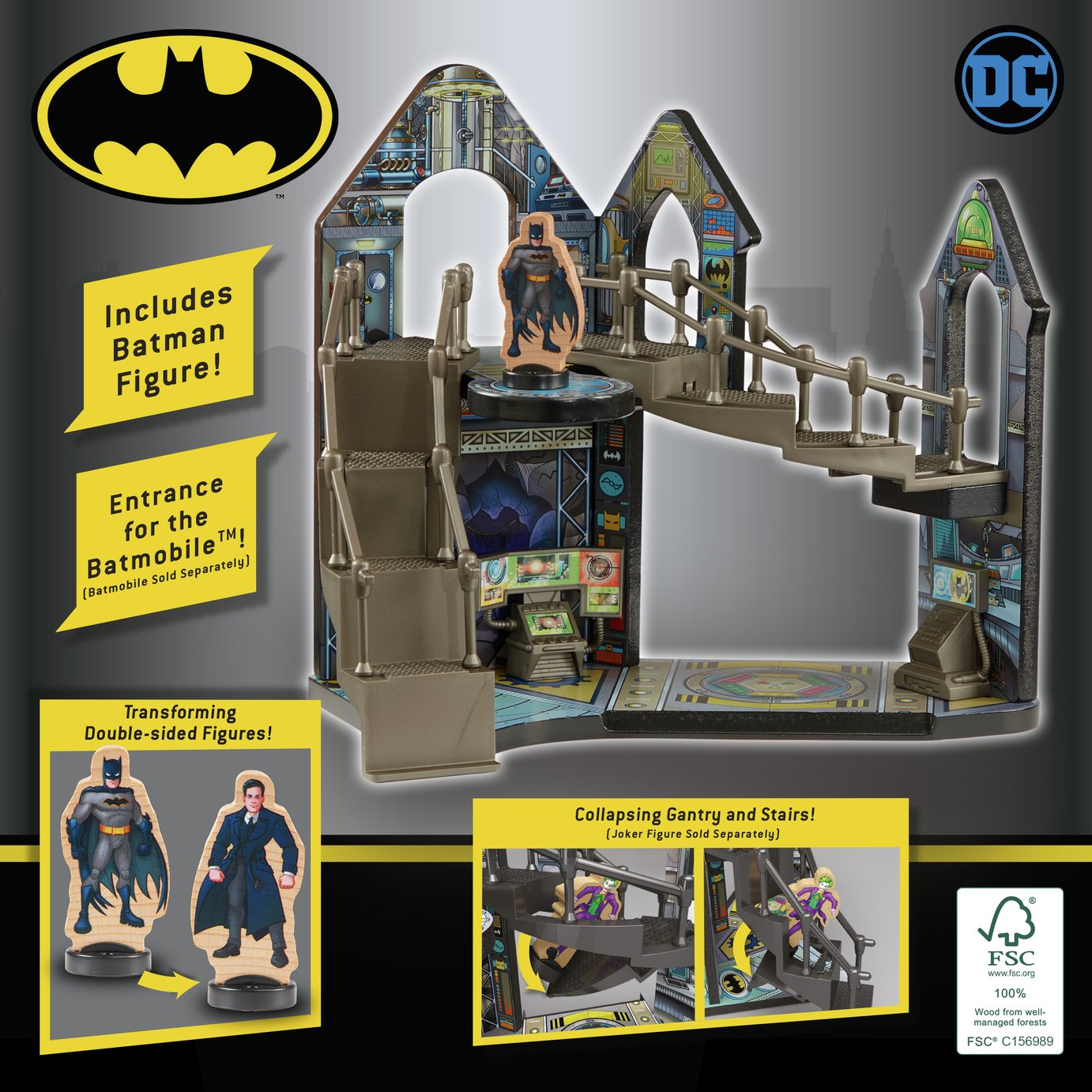 DC Comics Batman Wooden Batcave Playset