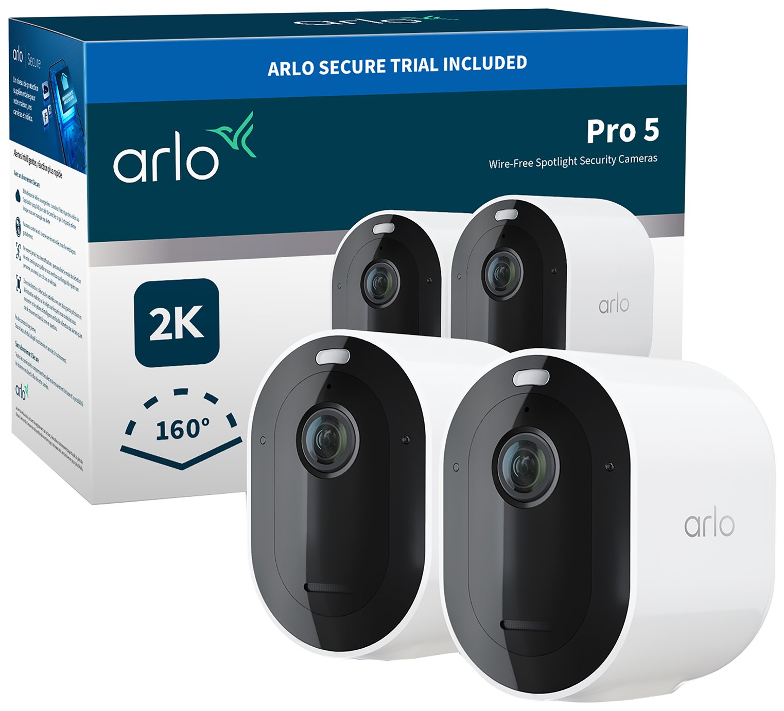 Arlo Pro 5 2K HDR Outdoor Security Camera 2 pack - White