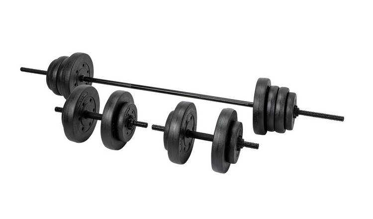 Buy Opti Vinyl Barbell and Dumbbell Weight Set 50kg Dumbbells