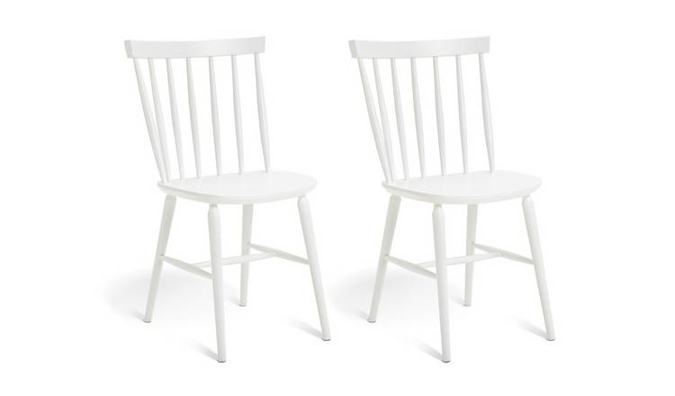 Habitat Talia Pair of Solid Wood Dining Chairs - White