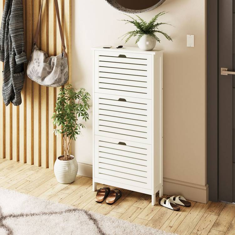 GFW Bergen Shoe Storage Cabinet - White 0
