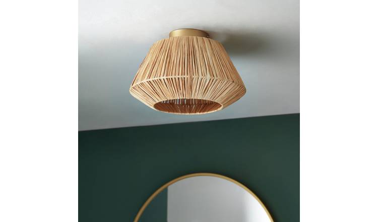 Shore Light Carmen Metal&Raffia Flush Ceiling Light- Natural