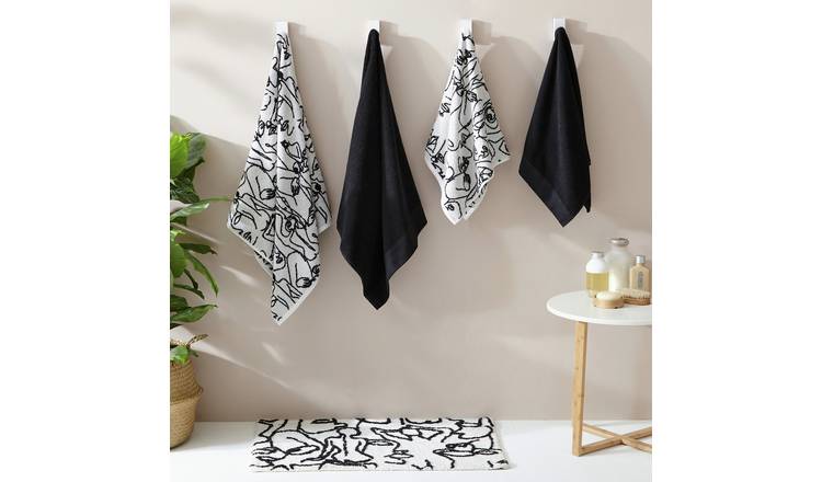 Black and white online patterned towels