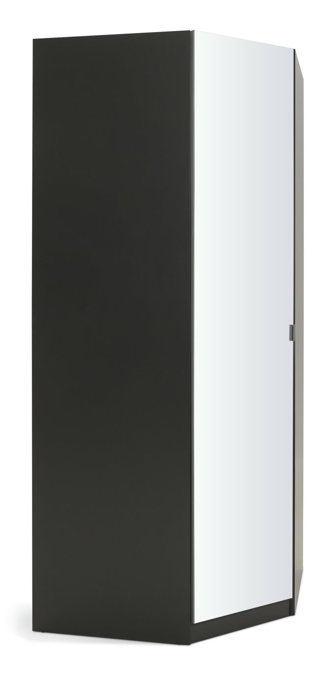 Habitat Munich Corner 1 Door Mirror Wardrobe - Anthracite