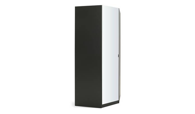 Habitat Munich Corner 1 Door Mirror Wardrobe - Anthracite