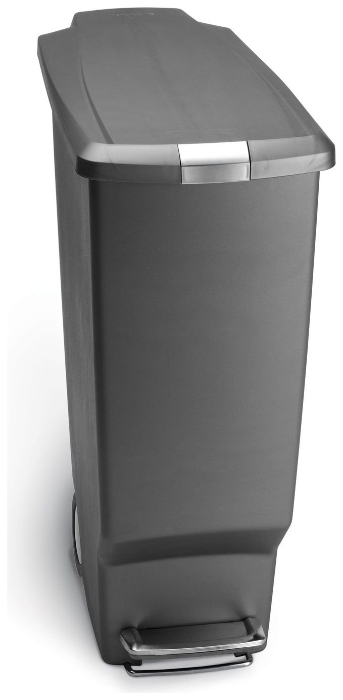 simplehuman 40 Litre Plastic Slim Pedal Bin - Grey