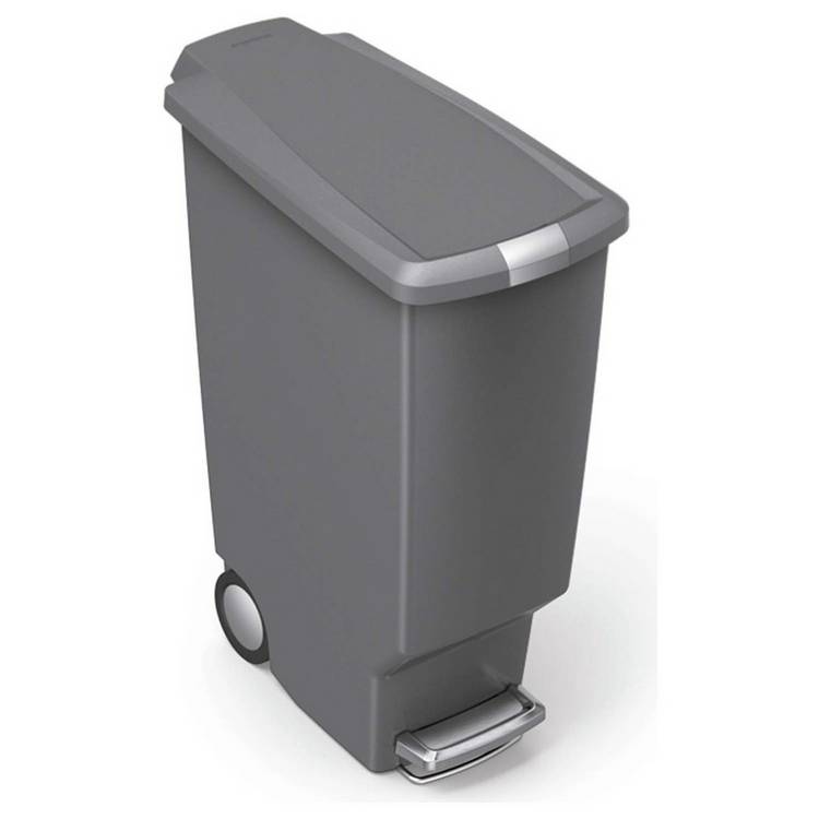 Simplehuman 40 Litre Plastic Slim Pedal Bin - Grey 0