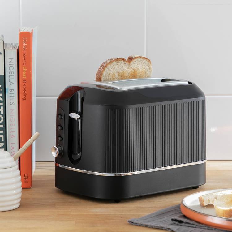 Cookworks Texture Tilly 2 Slice Toaster - Black 0