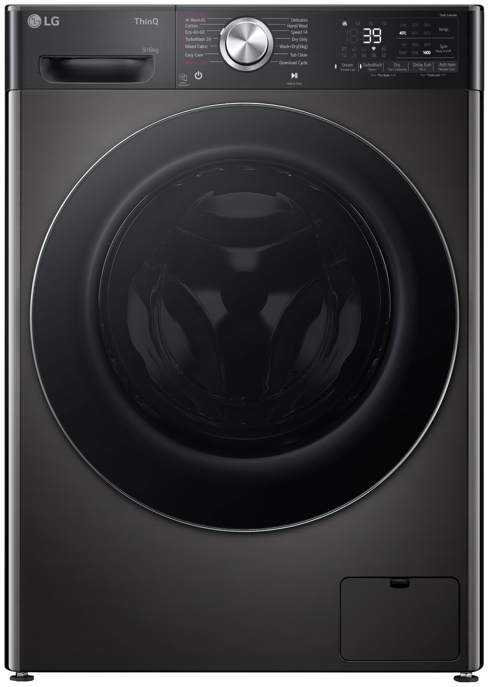 LG FWY996BCTN4 9KG/6KG 1400 Spin Washer Dryer Platinum Black