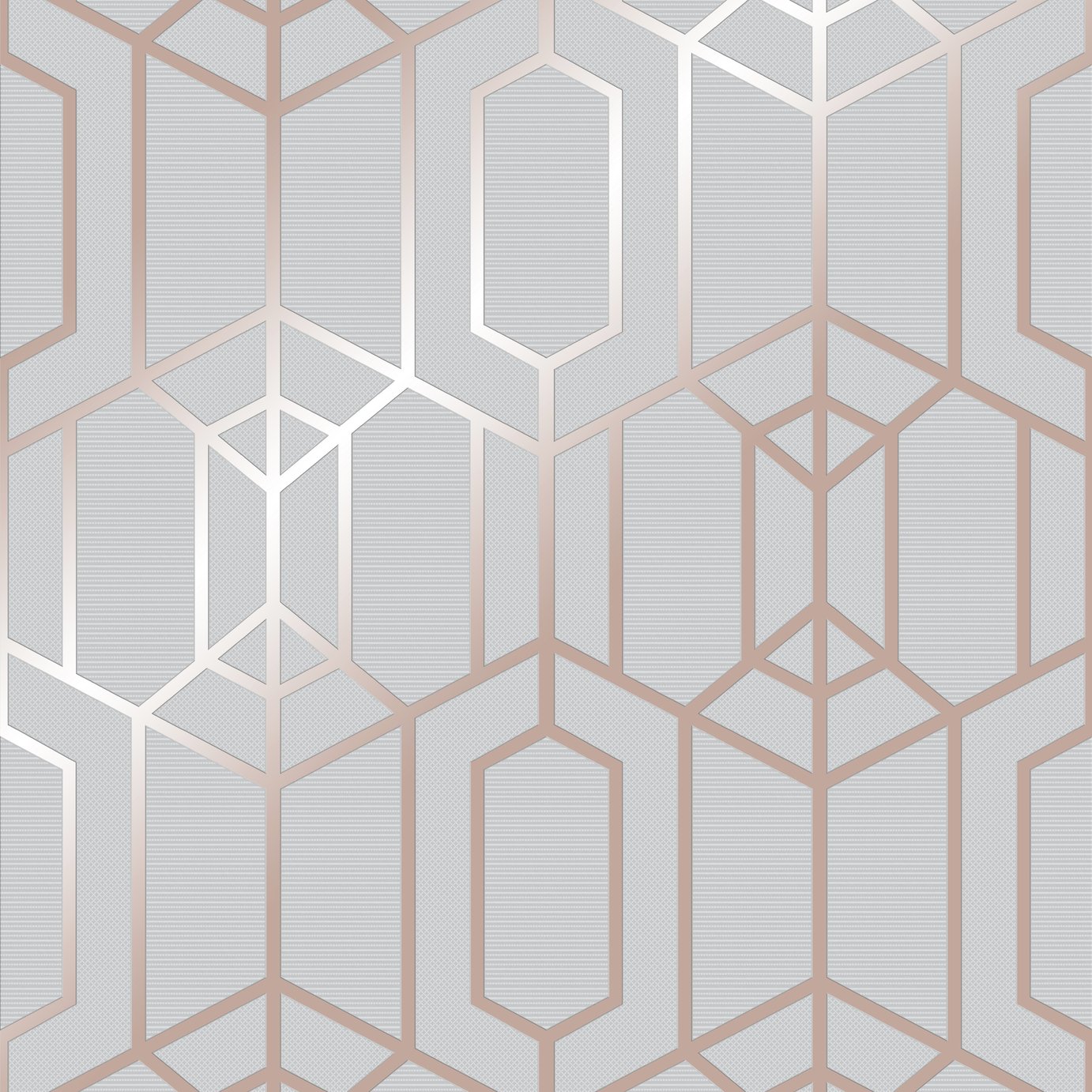 Superfresco Easy Albany Grey & Rose Gold Geometric Wallpaper