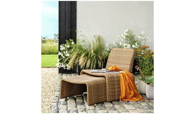 Buy Habitat Kelham Rattan Effect Garden Chair Brown Garden chairs and sun loungers Habitat