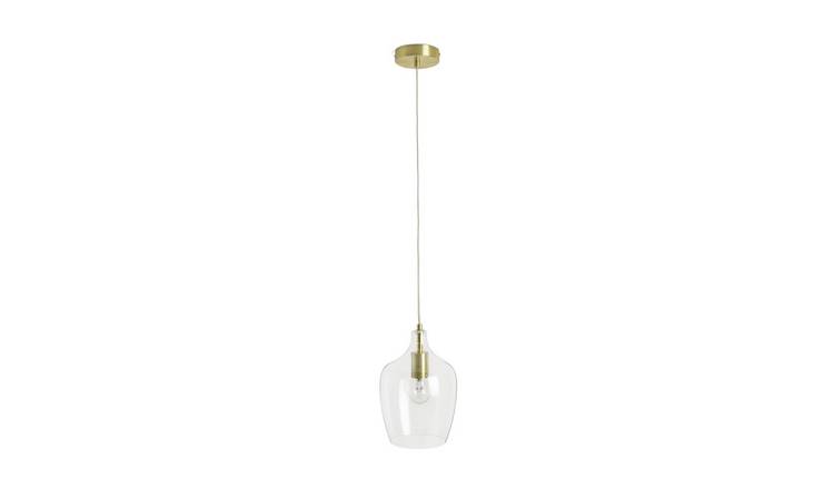 Habitat Abas Glass Pendant Light- Brass