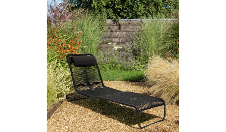 Habitat Delfina Metal Sun Lounger - Black