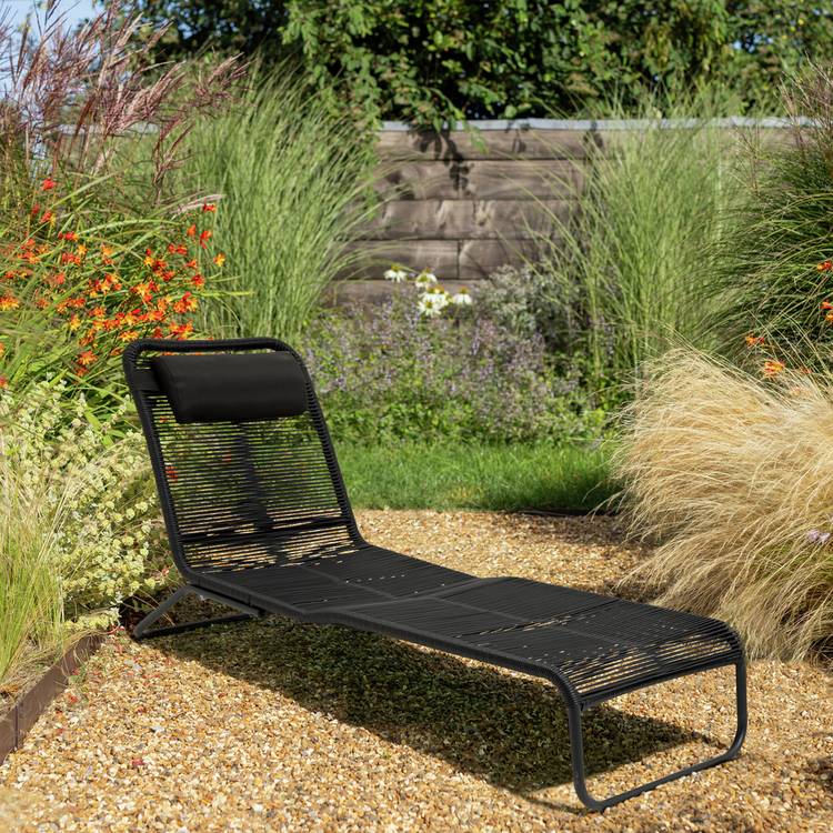 Habitat Delfina Metal Sun Lounger - Black 0