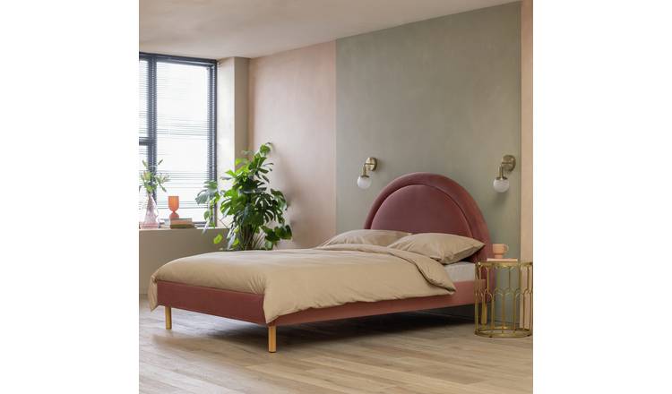 Habitat Sol Sunrise Double Velvet Bed Frame - Pink