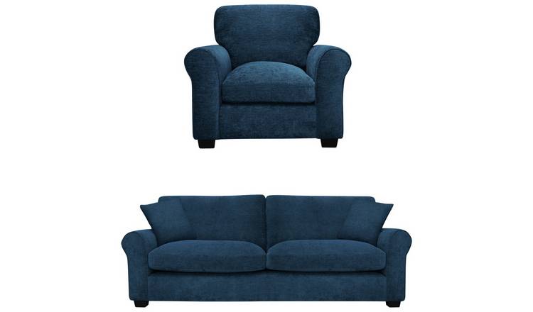 Buy Argos Home Taylor Fabric Chair 4 Seater Sofa Blue Sofa sets Argos