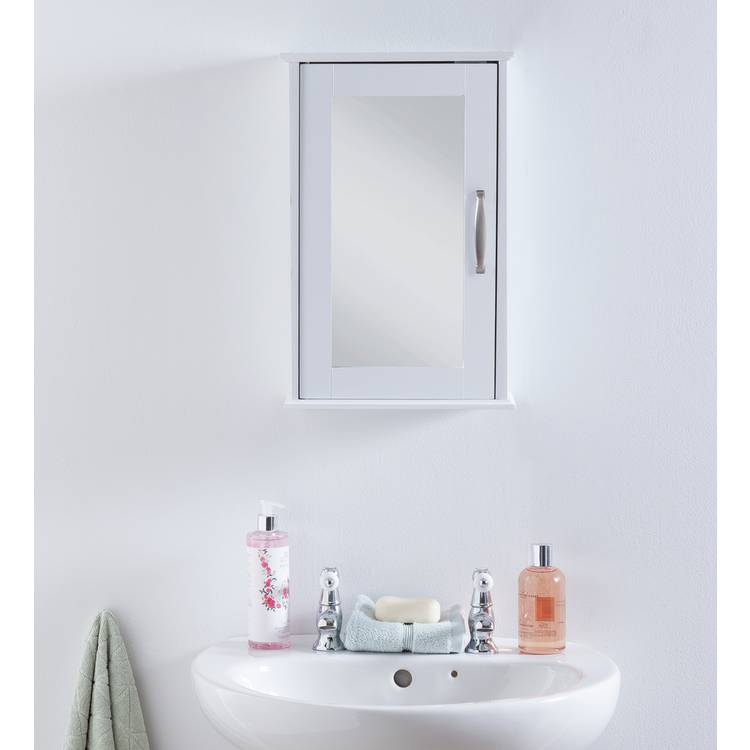 Argos Home Tongue & Groove Mirrored Cabinet - White 0