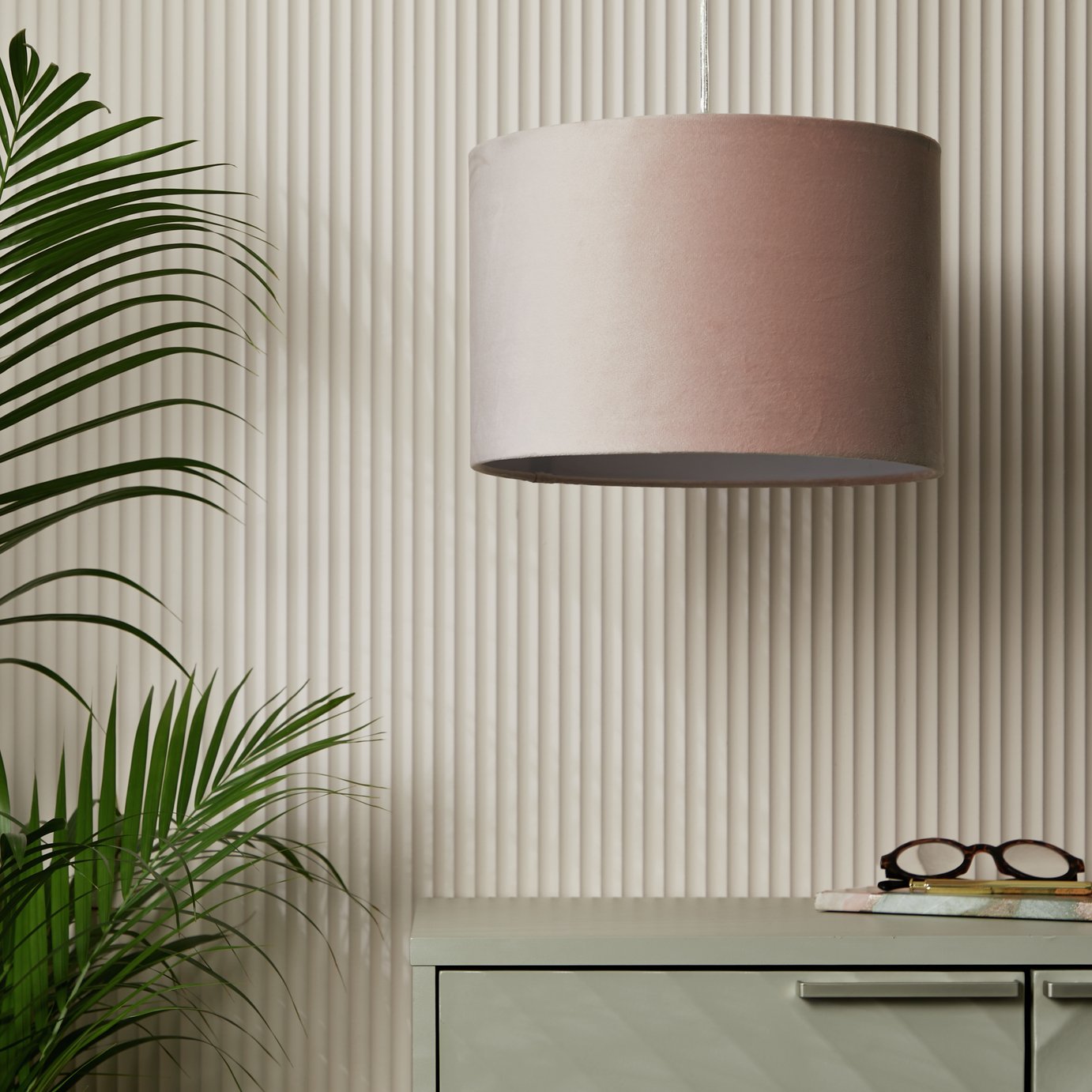 Buy Habitat Blush Pink Velvet Easy Fit Drum Lampshade - 30cm | Lamp ...