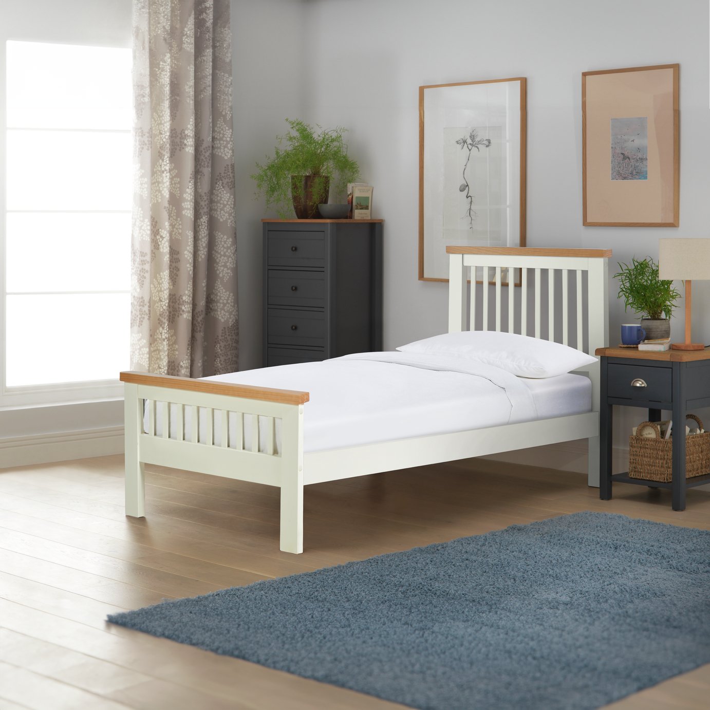 Argos Home Aubrey Single Wooden Bed Frame - Two Tone