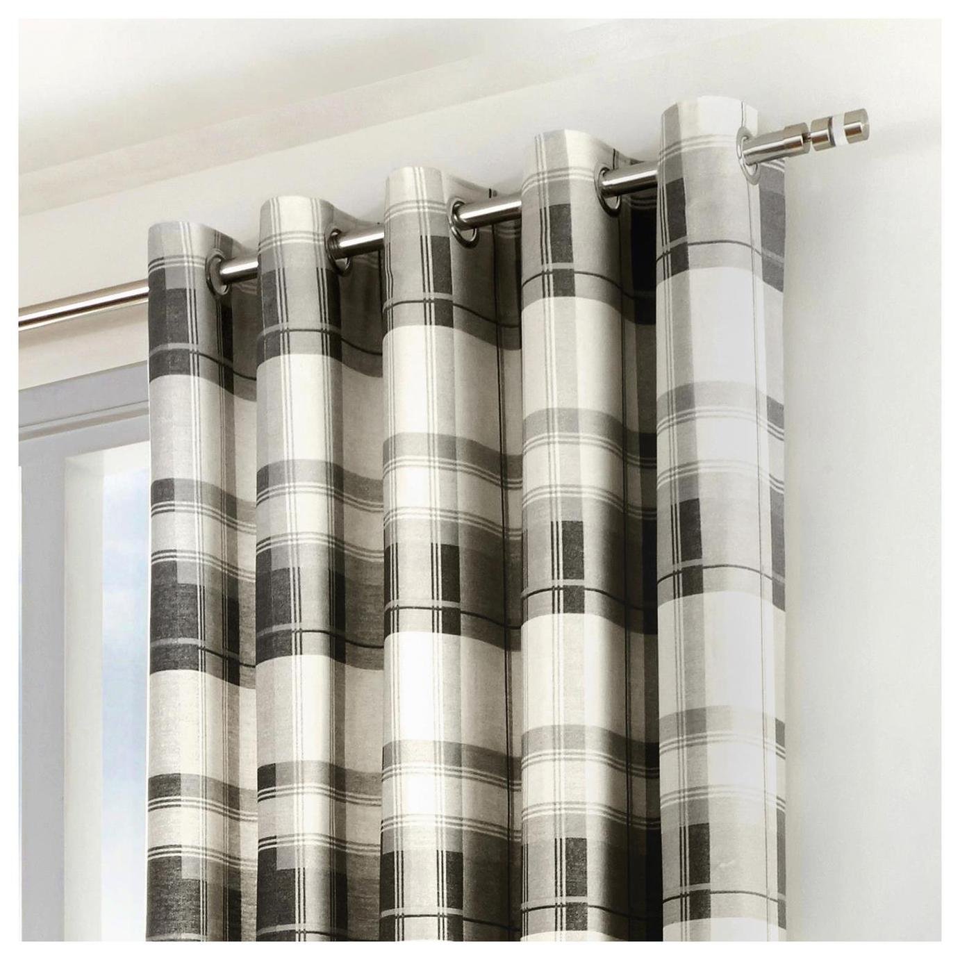 Fusion Balmoral Check Fully Lined Eyelet Curtains - Grey