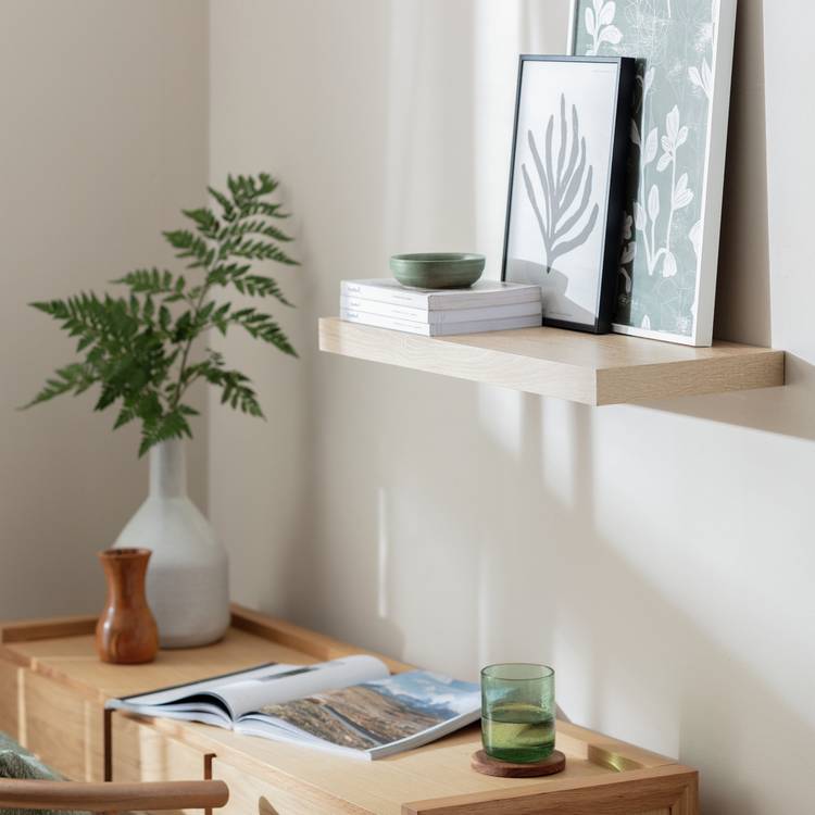 Habitat Jak 60cm Floating Shelf - Light Oak Effect 0