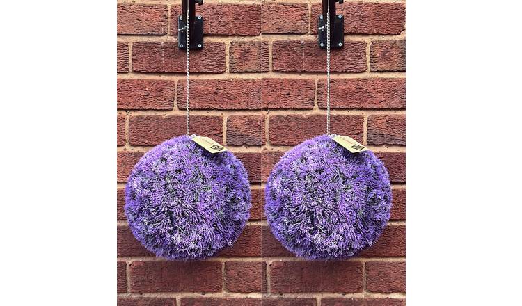 Garden XP Artificial Purple Topiary Hanging Balls - Set of 2