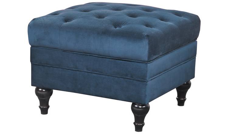 Velvet on sale ottoman blue