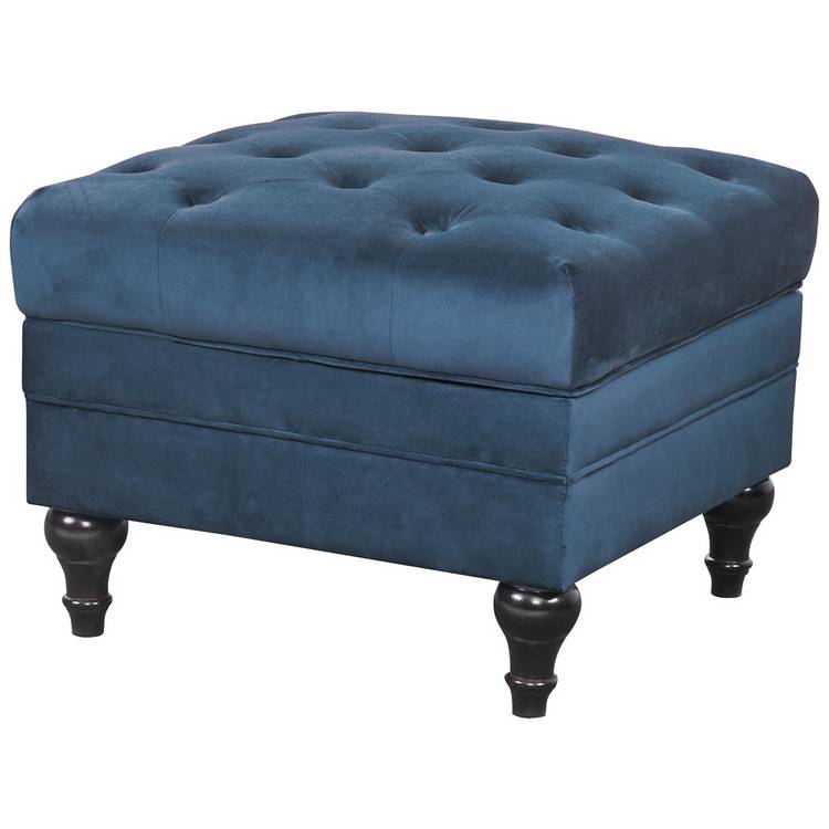 Habitat Chesterfield Velvet Storage Footstool - Blue 0