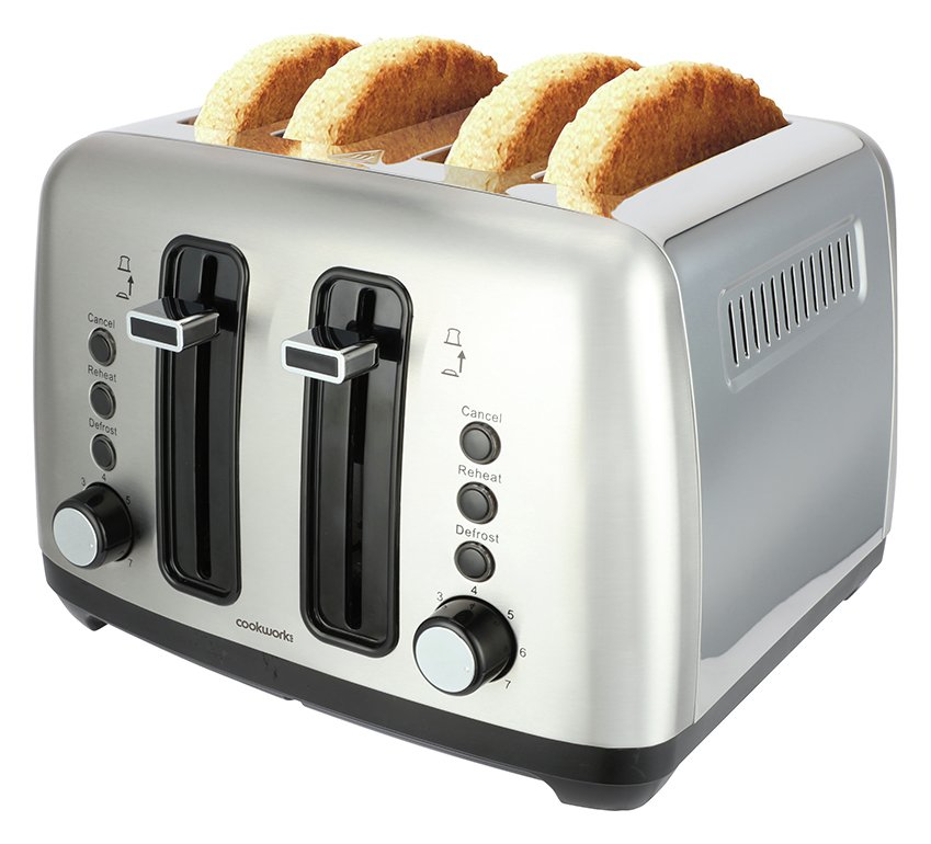 Cookworks 4 Slice Toaster - Stainless Steel