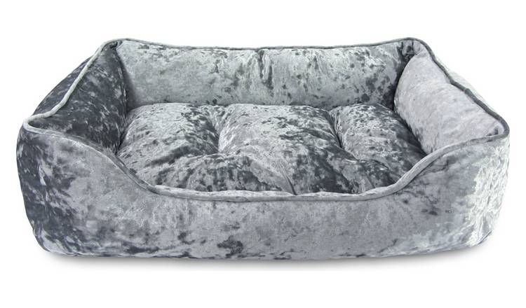 Buy Grey Crushed Velvet Box Bed Large Dog beds Argos