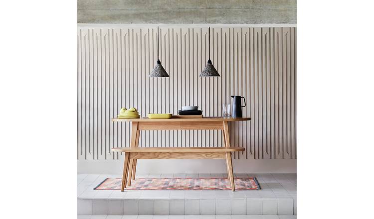 Habitat Etta Extending Oak Dining Table & 2 Oak Benches