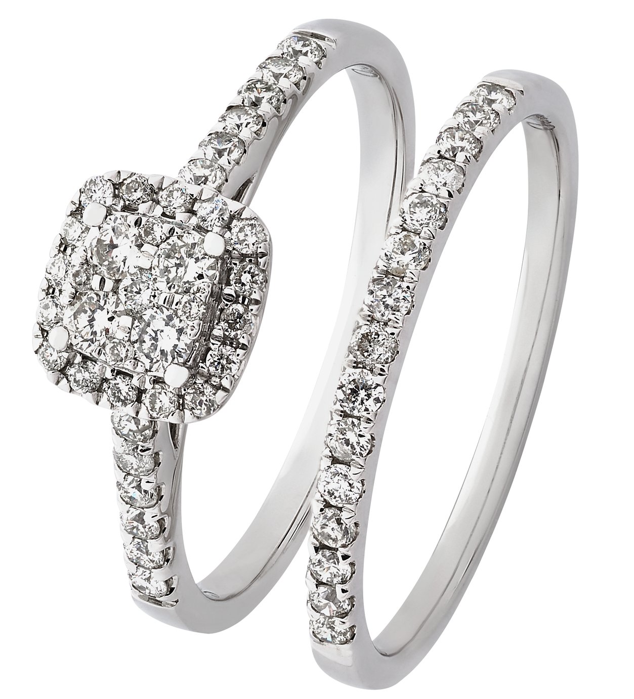 Buy Revere 9ct White Gold 0.50ct Diamond Engagement Ring Set - O 