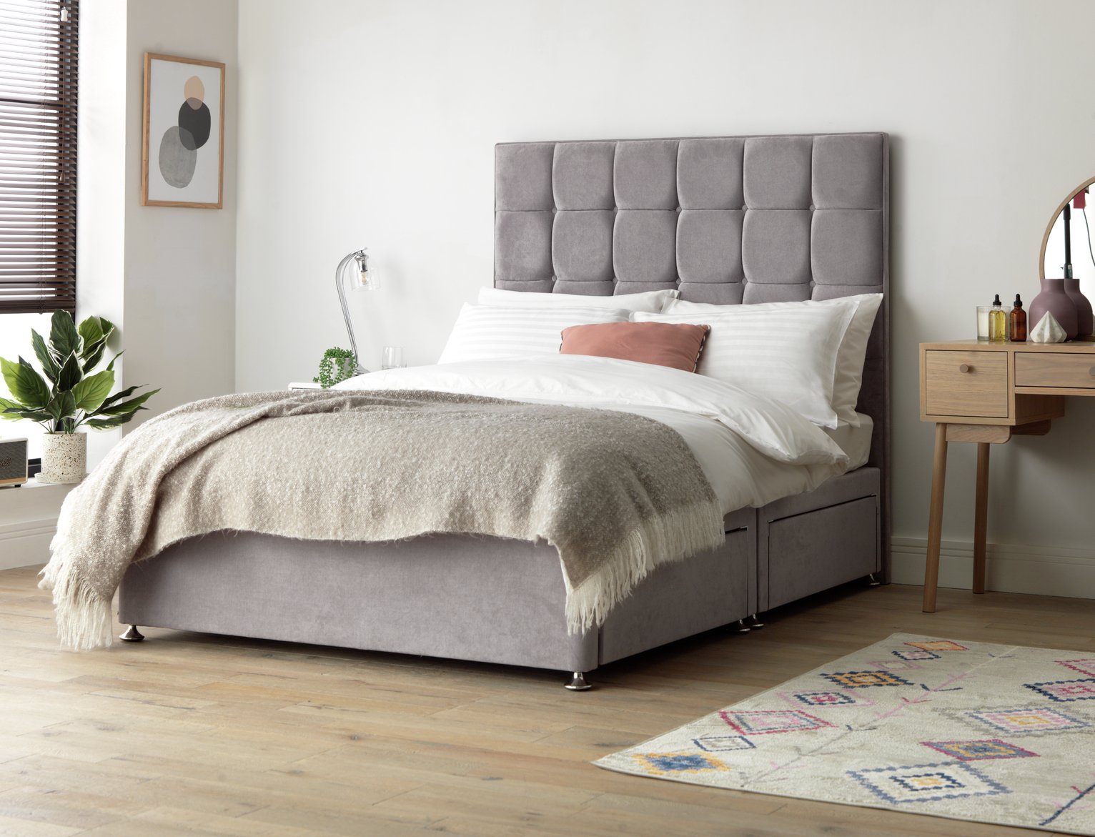 Forty Winks 1500 Pocket Gel 4 Drwr Kingsize Divan- Seal Grey Review