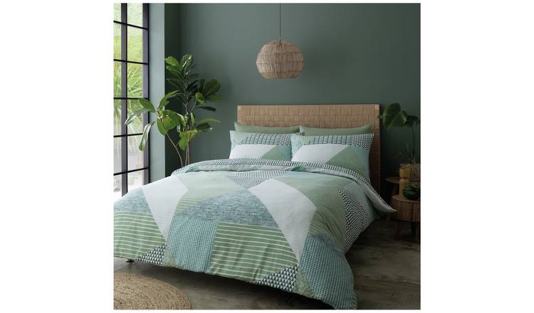 Catherine Lansfield Geometric Print Green Bedding Set-King