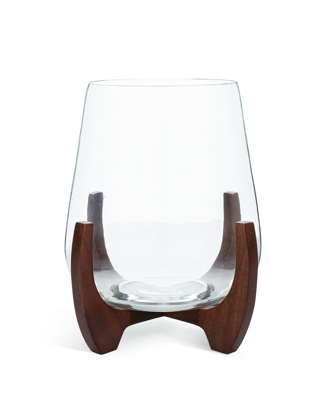 Habitat Hurricane Candle Holder with Mango Wood Base