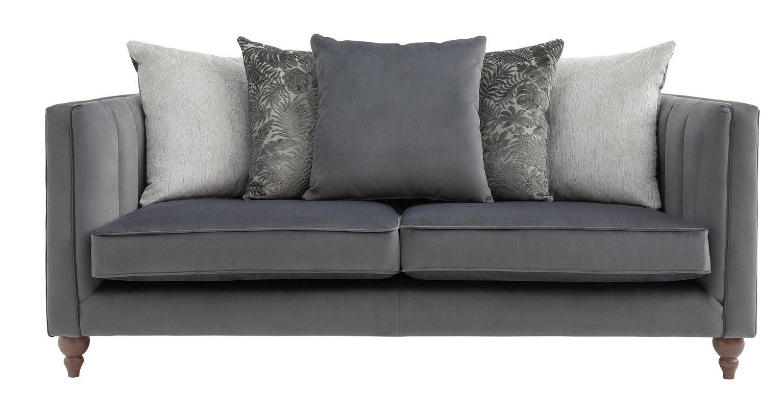 Argos Home Bardot 3 Seater Velvet Sofa - Charcoal