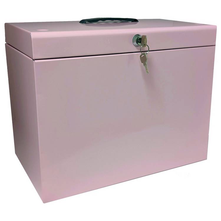 Cathedral Foolscap Metal File Box - Pink 0