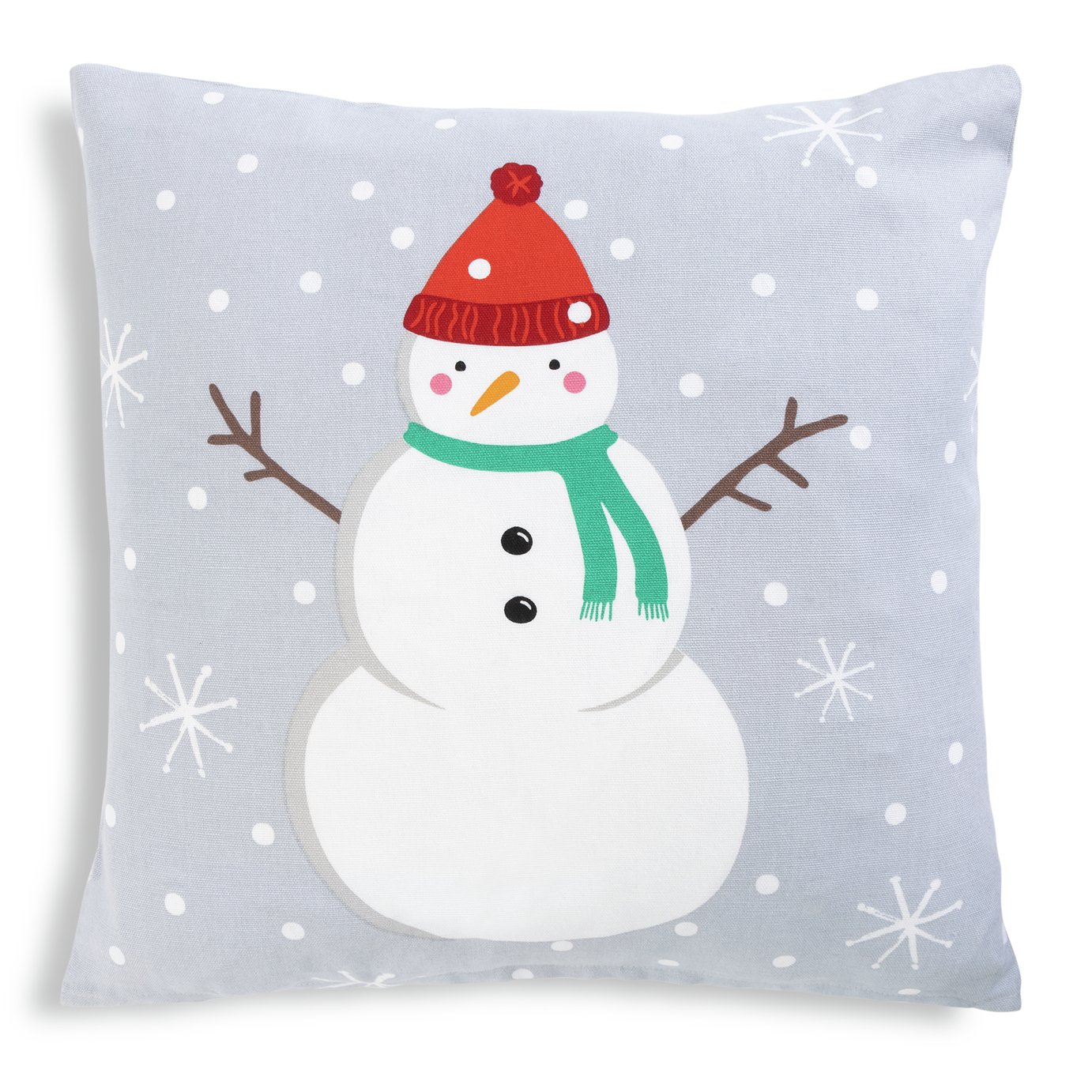 Argos Home Christmas Snowman Print Cushion - Multicolour