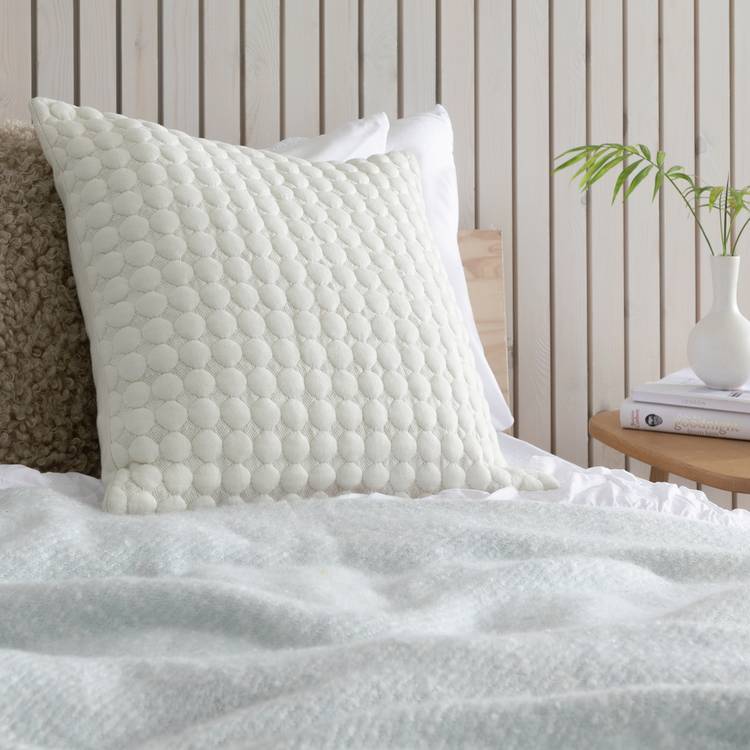 Habitat Knitted Cushion - White - 43x43cm 0